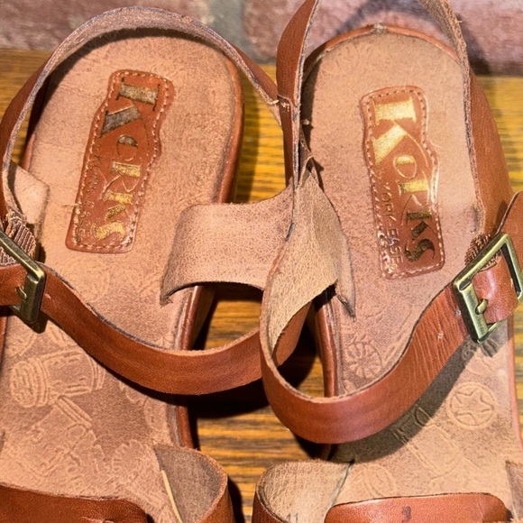 Kork-Ease Korks Size 10/42 Della Wedge Sandals Brown Leather Chunky Platform - Picture 8 of 12